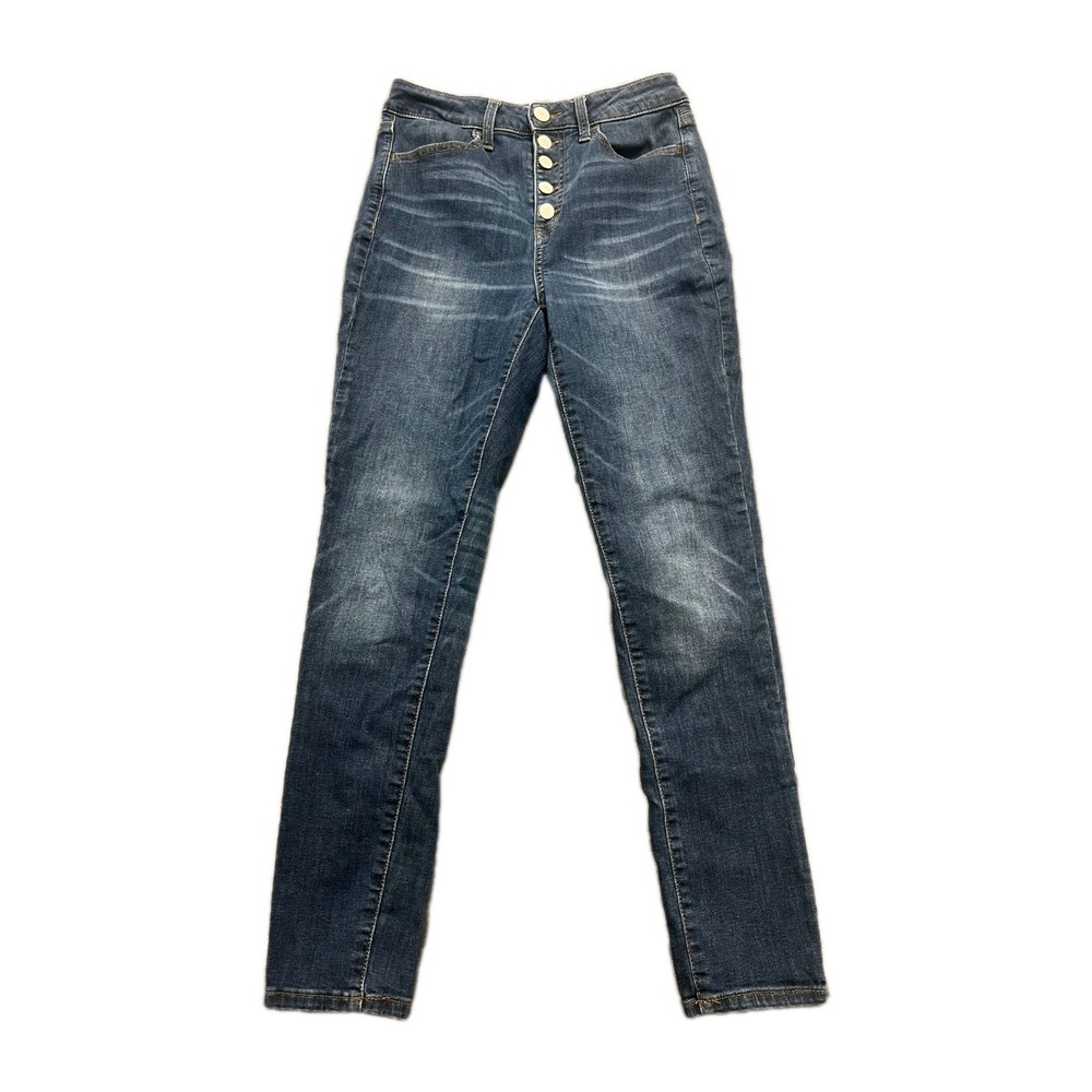 SO Jegging Jeans‎ Womens 9/29 Blue Denim Whiskered Super High Rise Button Fly